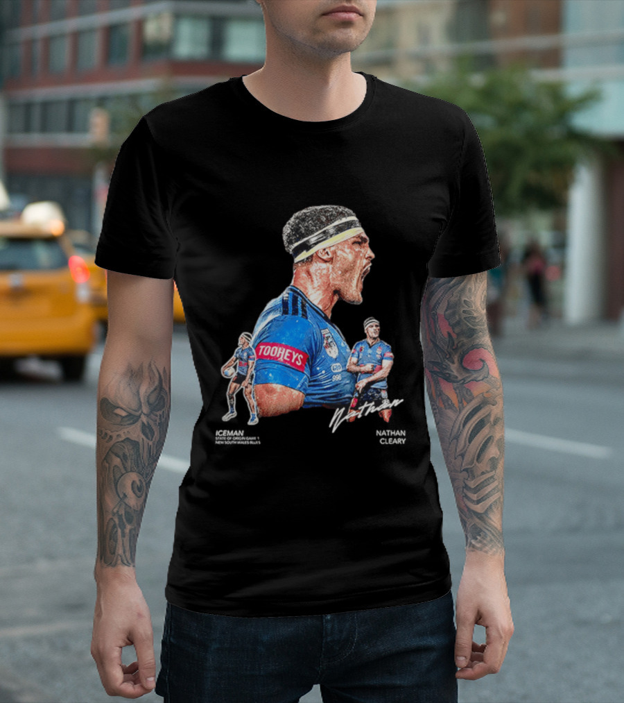 Tooheys Nathan Cleary NSW Blues Rugby Player Collage T-Shirt