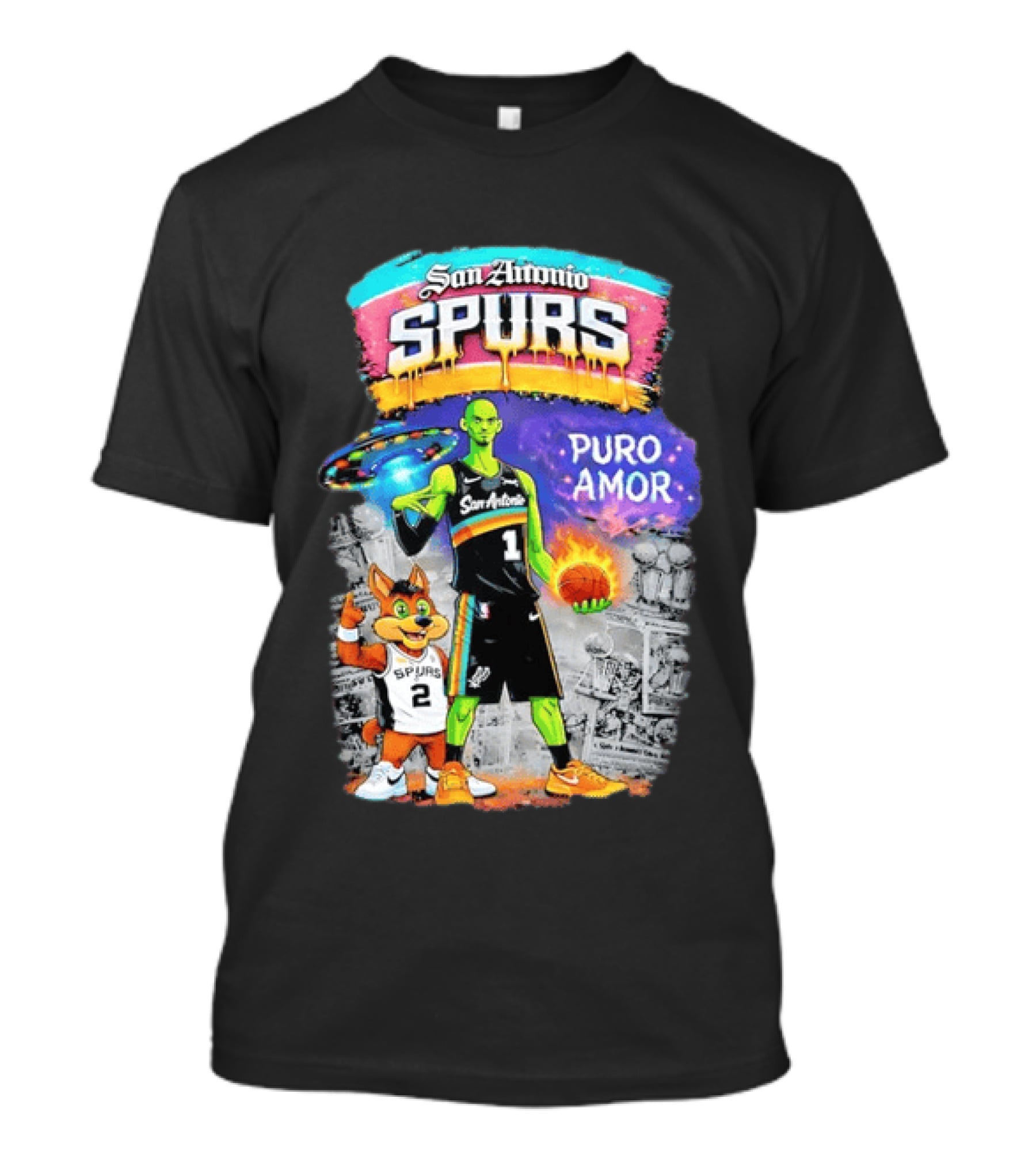 San Antonio Spurs Alien Basketball Puro Amor Fiesta Vibes T-Shirt