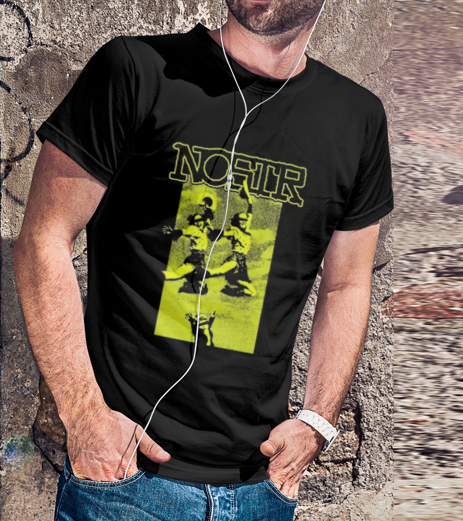 NOSTR Cheerleader Cartoon Character In Bold Font T-Shirt