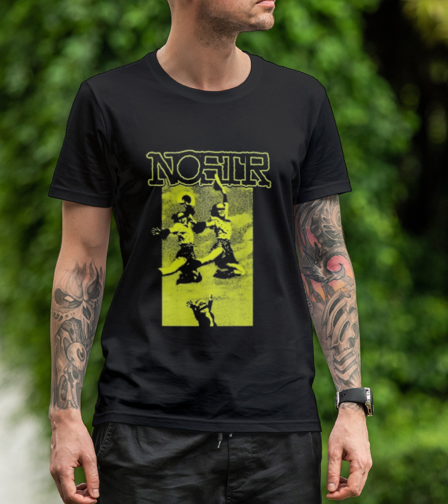 NOSTR Cheerleader Cartoon Character In Bold Font T-Shirt