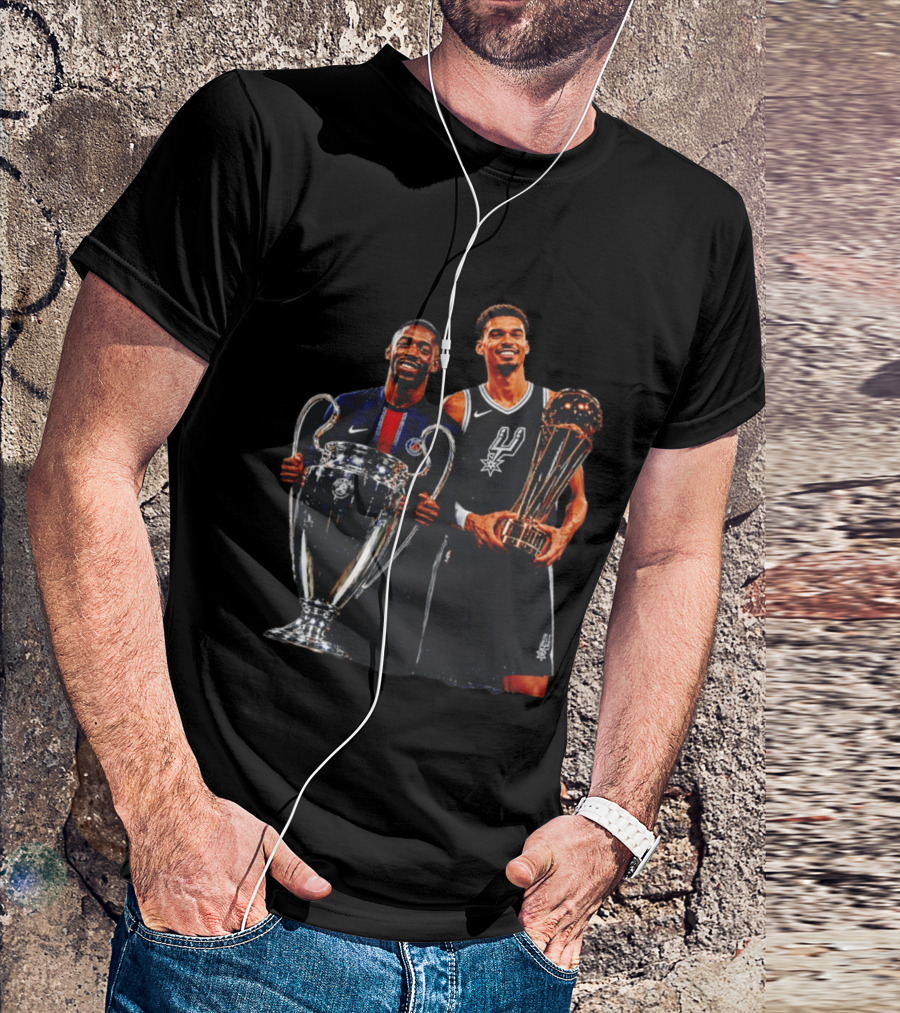 Ousmane Dembele PSG UEFA Champions League Victor Wembanyama San Antonio Spurs NBA Trophy T-Shirt