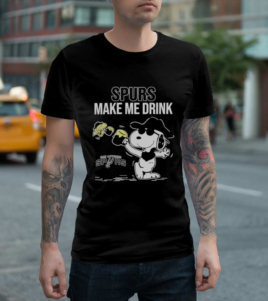 Snoopy Cowboy Spurs Make Me Drink San Antonio Spurs T-Shirt