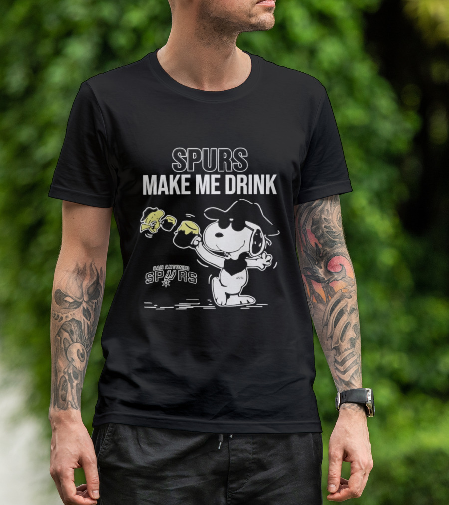 Snoopy Cowboy Spurs Make Me Drink San Antonio Spurs T-Shirt