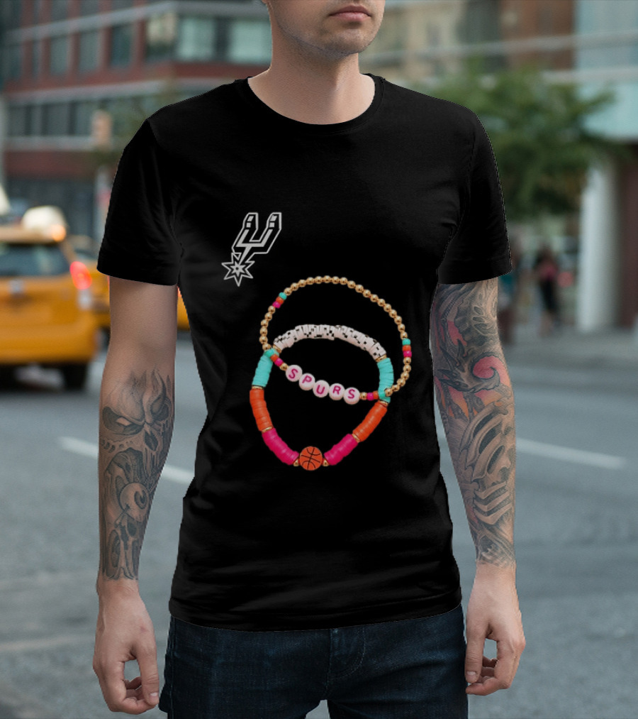 San Antonio Spurs Beaded Bracelet Set Basketball Fan Accessories T-Shirt
