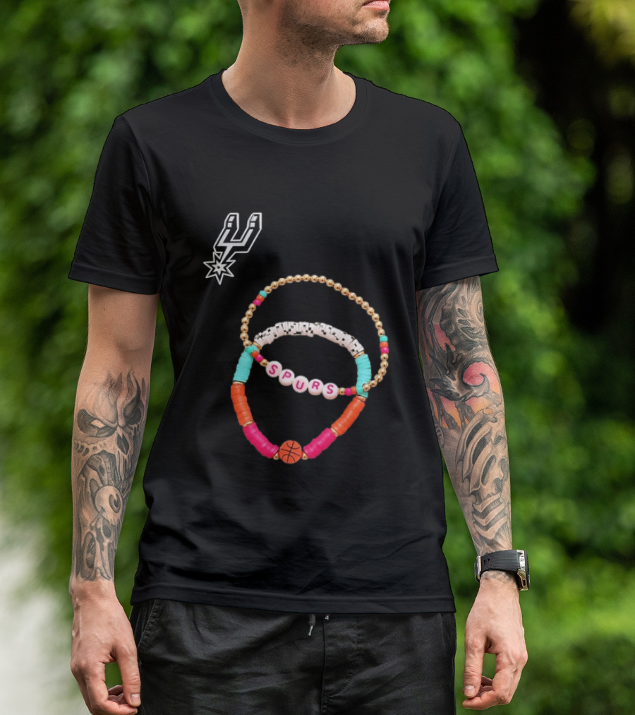 San Antonio Spurs Beaded Bracelet Set Basketball Fan Accessories T-Shirt