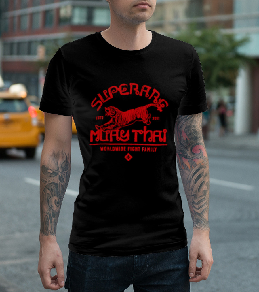 Superbon Muay Thai ESTD 2011 Worldwide Fight Family Red Tiger T-Shirt