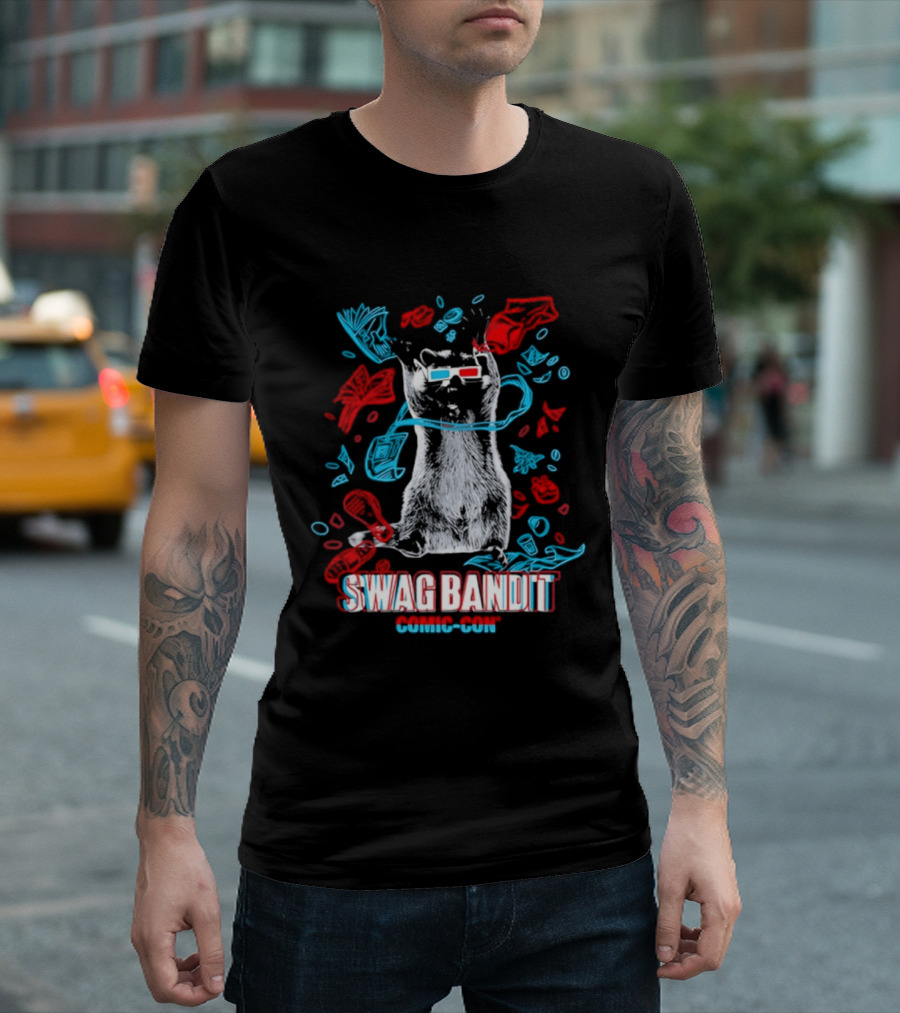 Swag Bandit Comic Con Raccoon 3D Glasses T-Shirt