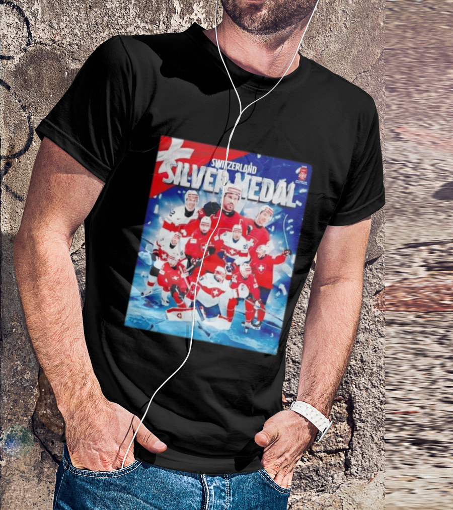 Switzerland Silver Medal 2026 IIHF Men's Ice Hockey Team Victory Celebration T-Shirt
