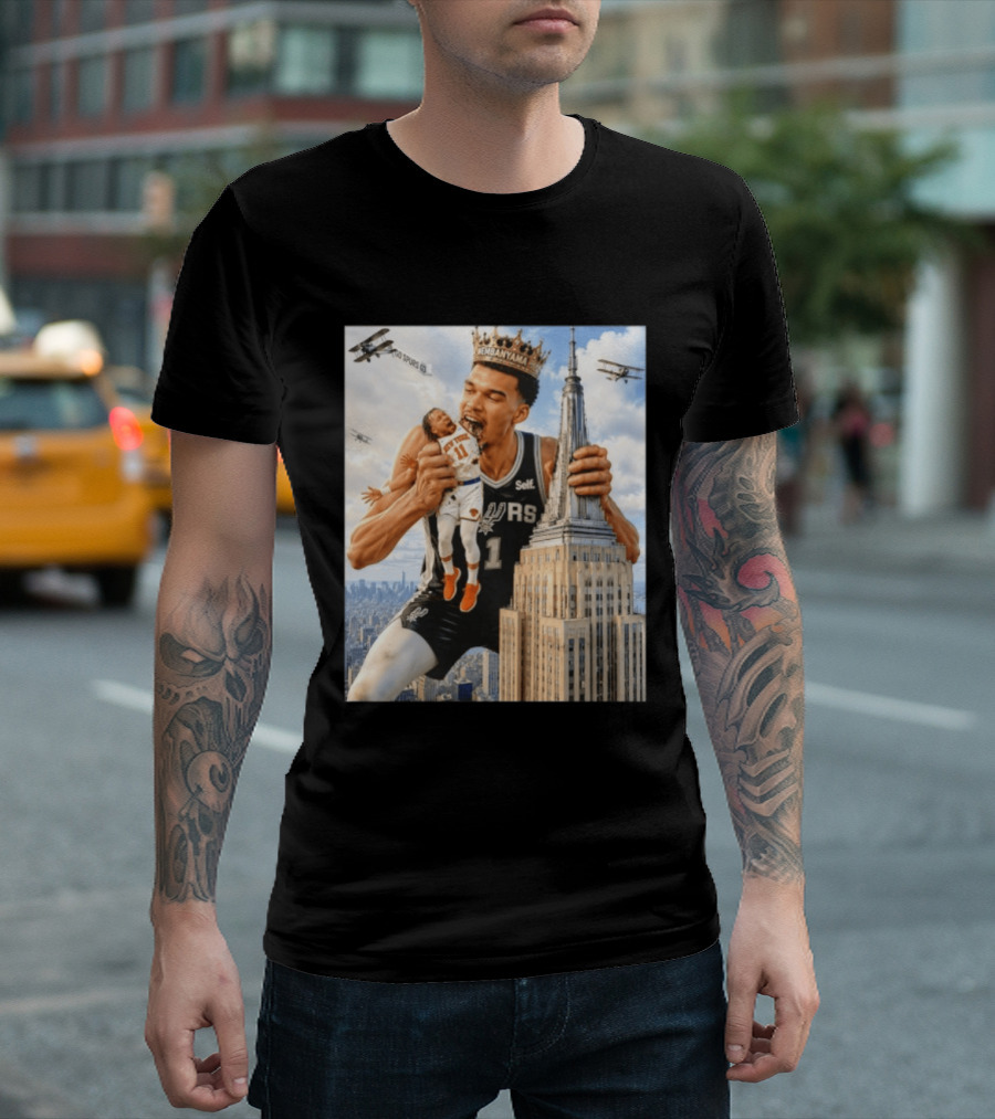 Victor Wembanyama Spurs Empire State Building Jalen Brunson Let's Go Spurs T-Shirt