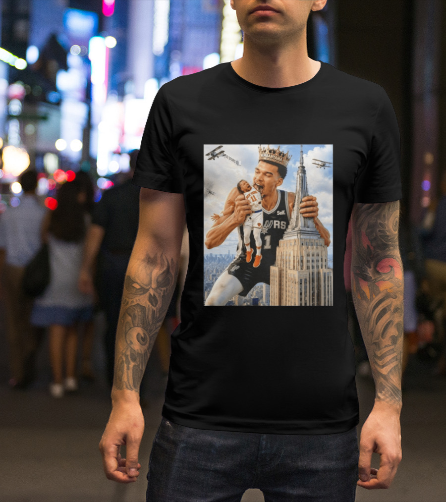 Victor Wembanyama Spurs Empire State Building Jalen Brunson Let's Go Spurs T-Shirt