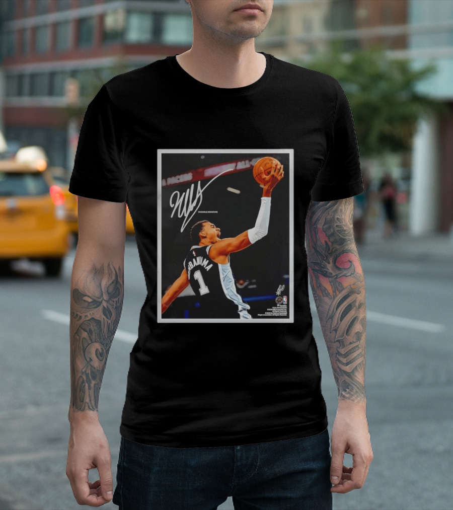 Victor Wembanyama Autographed San Antonio Spurs NBA Action Print Framed T-Shirt