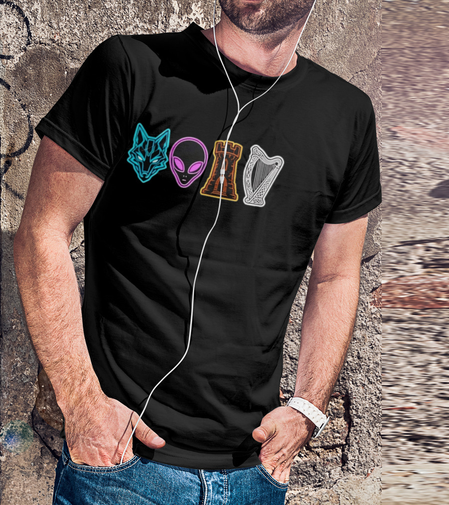 Wolf Alien Castle Harp T-Shirt