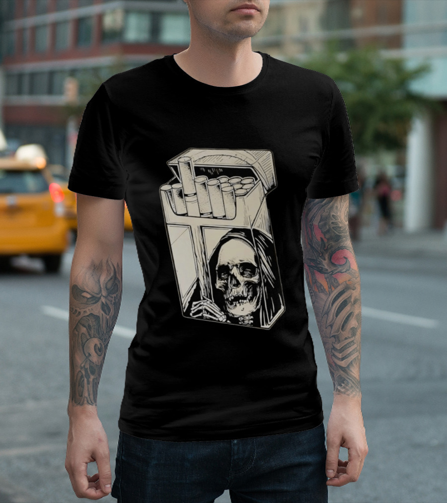 Grim Reaper Smoking Cigarette Pack T-Shirt