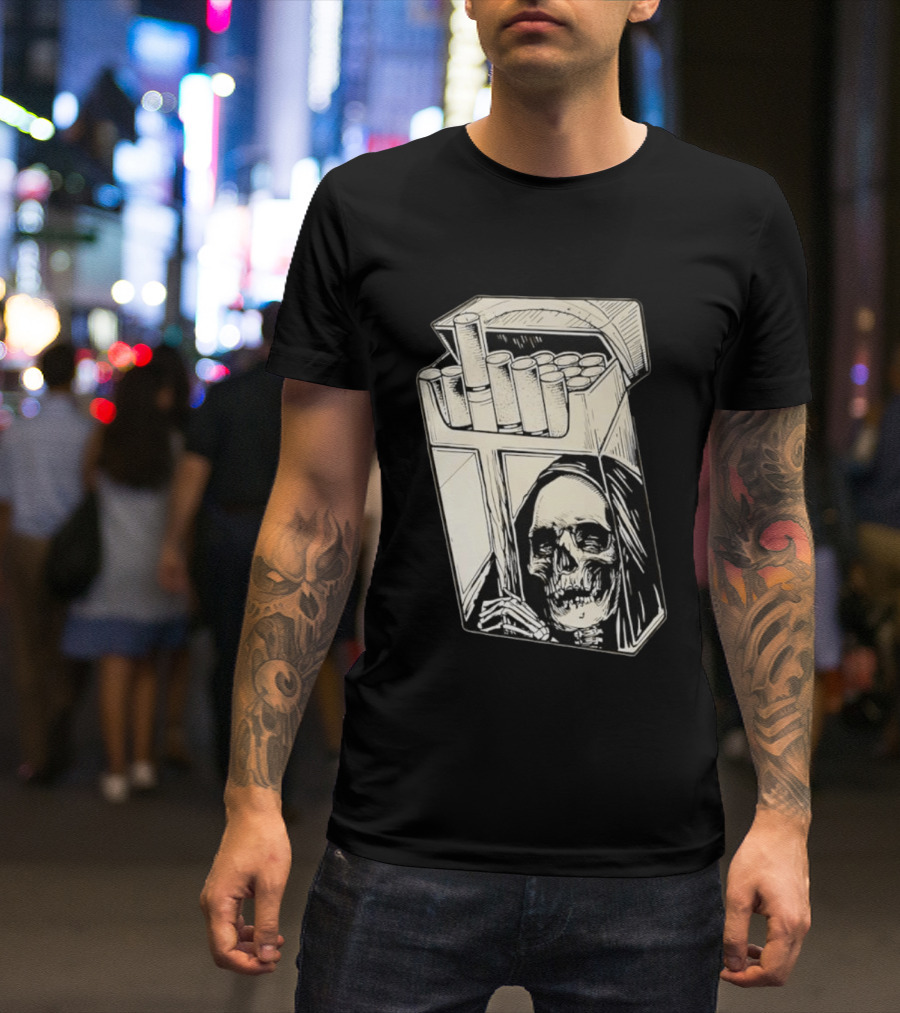 Grim Reaper Smoking Cigarette Pack T-Shirt