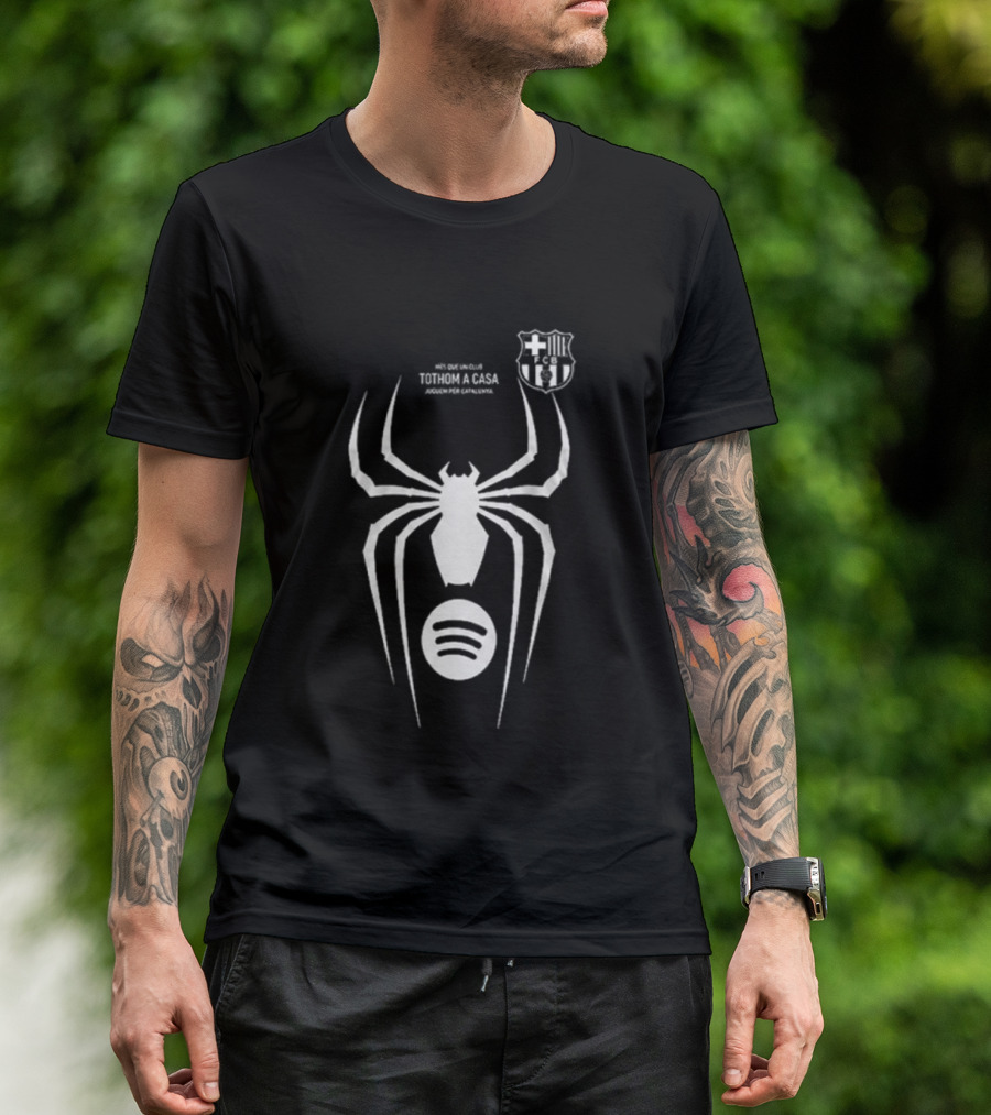 Barcelona Spider Man Venom Julian Alvarez Black Jersey Spotify T-Shirt