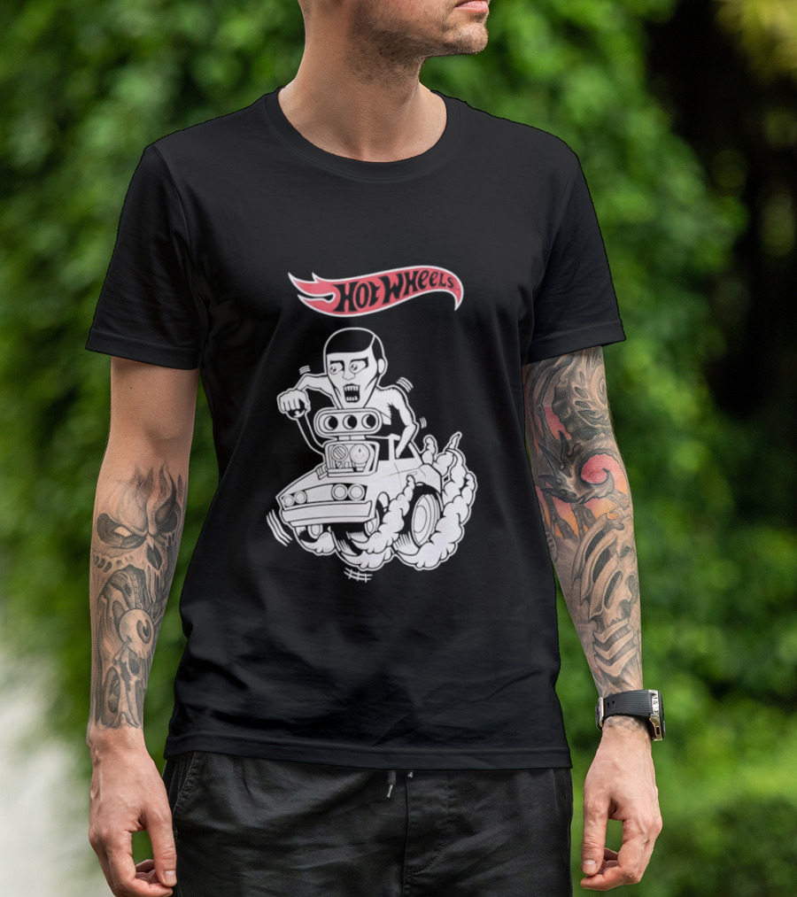 Hot Wheels Racing Car Driver Black Flame T-Shirt