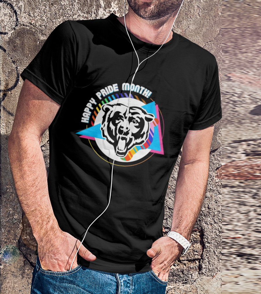 Chicago Bears Happy Pride Month Rainbow Triangle Celebration T-Shirt