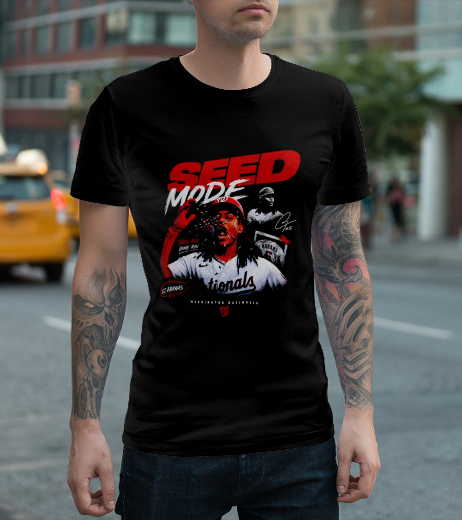 CJ Abrams Washington Nationals Seed Mode Baseball MLB Player Number 5 T-Shirt