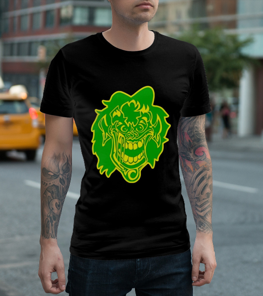 Insane Clown Posse Hatchetman Wicked Clown Face Neon Green Yellow T-Shirt
