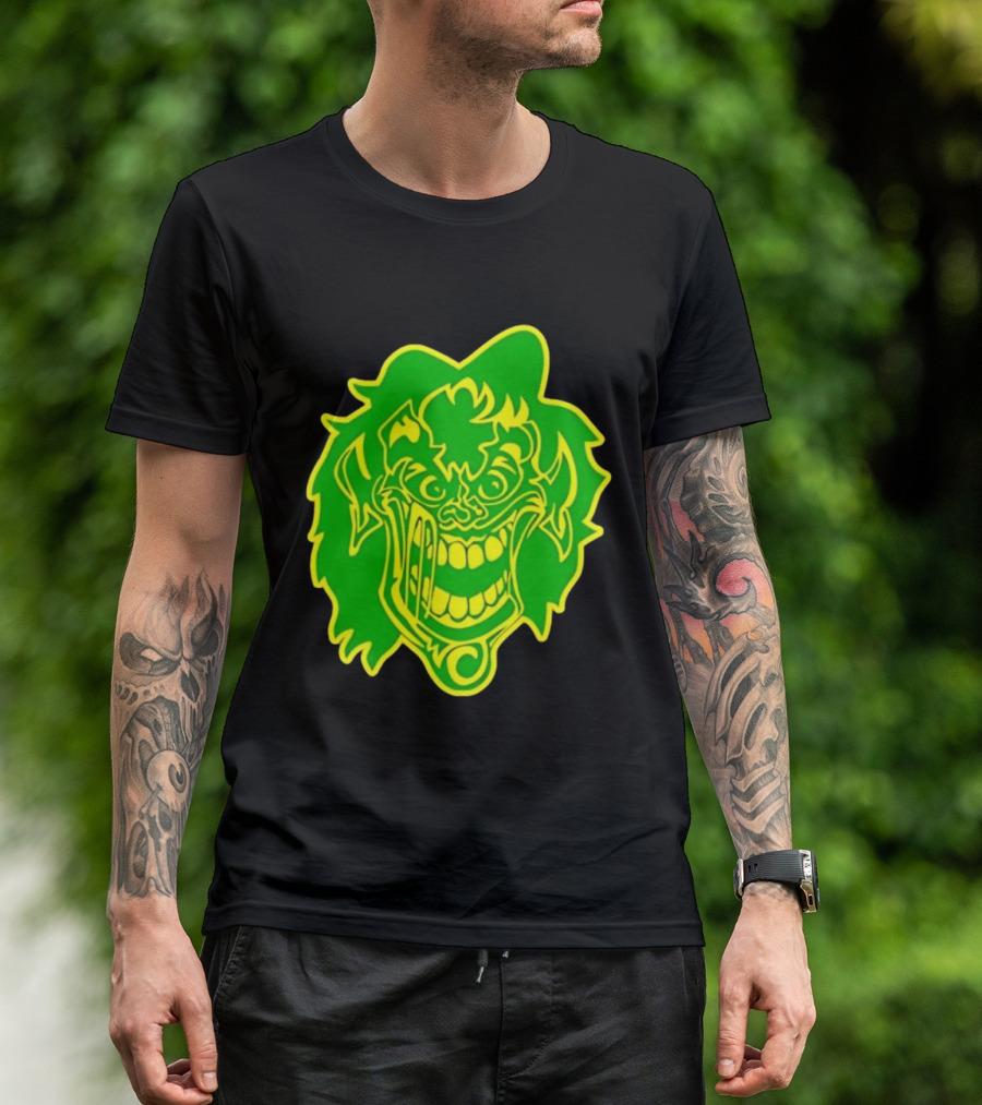 Insane Clown Posse Hatchetman Wicked Clown Face Neon Green Yellow T-Shirt