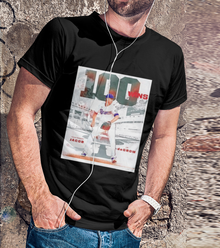 Texas Rangers Jacob DeGrom 100 Wins Achievement Baseball Celebration T-Shirt