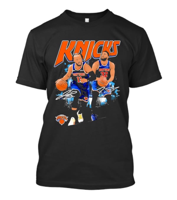 New York Knicks Jalen Brunson 11 Karl Anthony Towns 32 Dribbling Skills T-Shirt