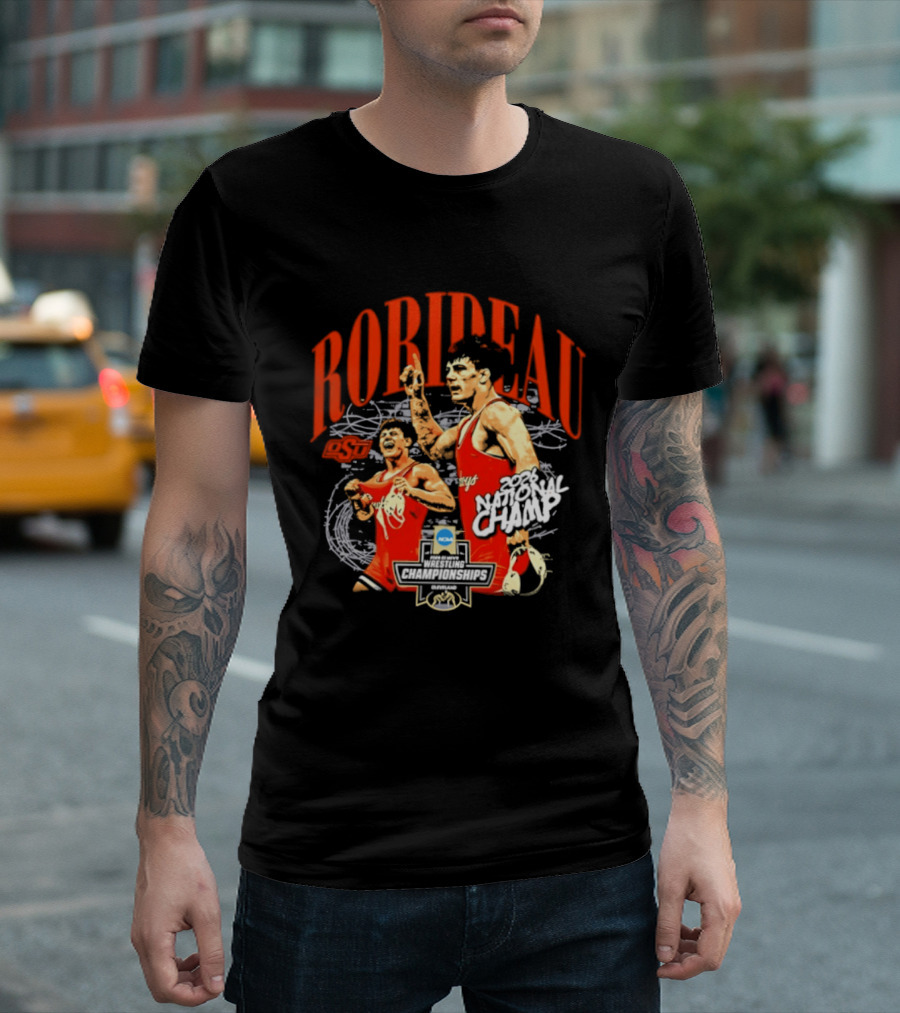 Landon Robideau Oklahoma State Wrestling 2026 National Champ Robideau NCAA T-Shirt