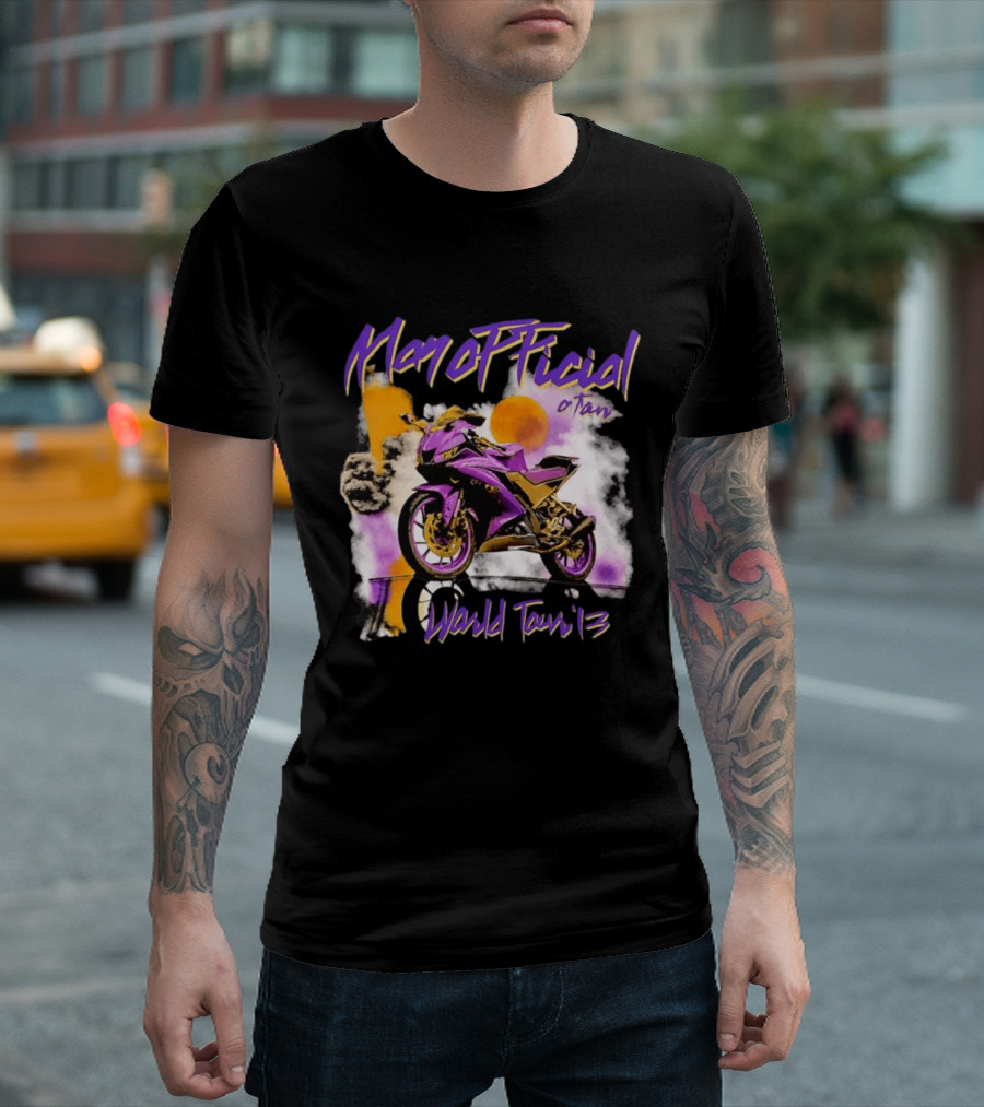 ManOfficial OTan World Tour 13 Motorcycle Purple Sunset T-Shirt