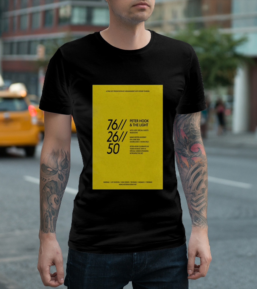 Peter Hook & The Light 76 26 50 Manchester Academy Buzzcocks Retrospective Set T-Shirt