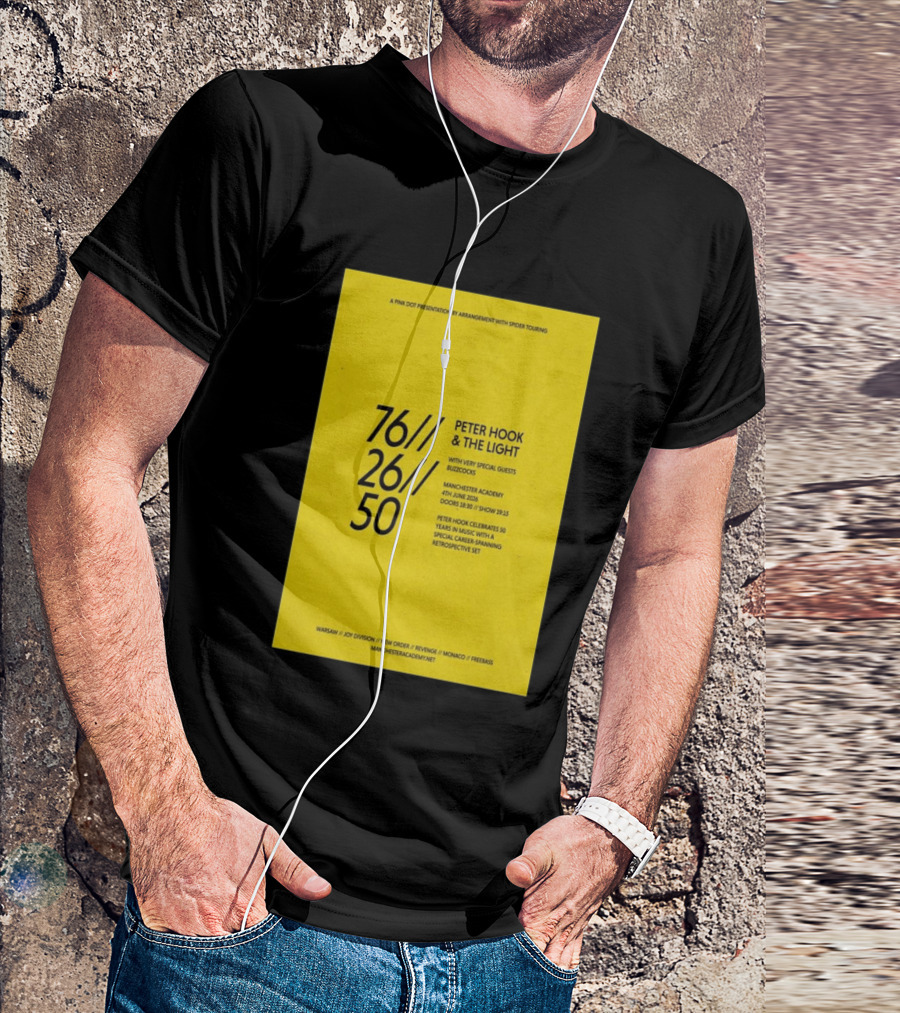 Peter Hook & The Light 76 26 50 Manchester Academy Buzzcocks Retrospective Set T-Shirt