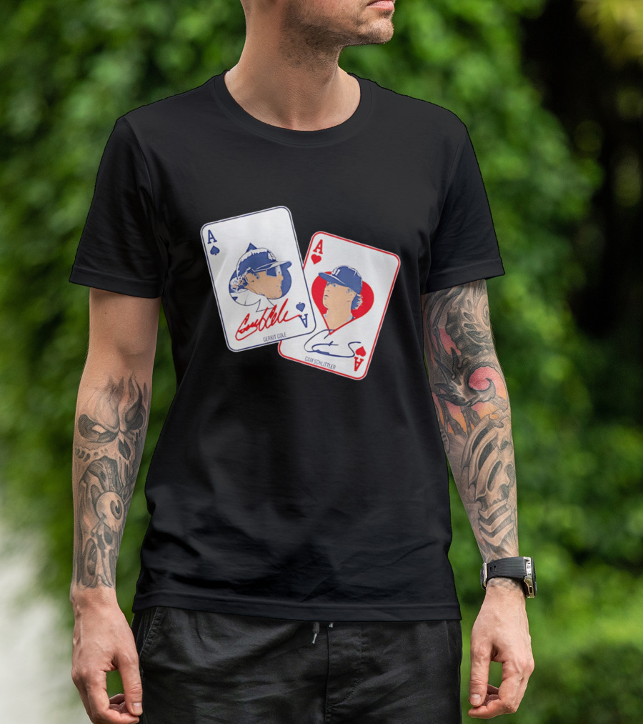 New York Yankees Gerrit Cole Cam Schlittler Pocket Aces Playing Cards T-Shirt