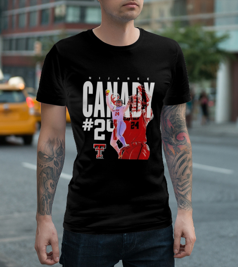 NiJaree Canady 24 Texas Tech Softball Player Pose With Team T-Shirt