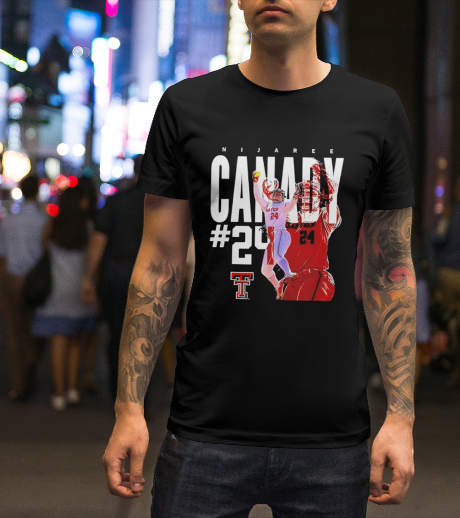NiJaree Canady 24 Texas Tech Softball Player Pose With Team T-Shirt
