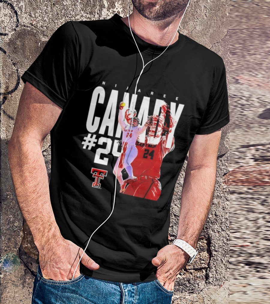 NiJaree Canady 24 Texas Tech Softball Player Pose With Team T-Shirt