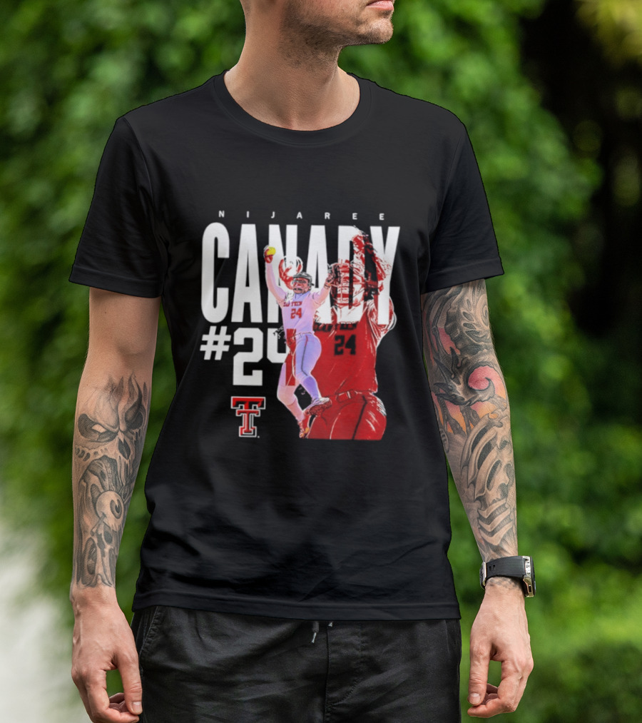 NiJaree Canady 24 Texas Tech Softball Player Pose With Team T-Shirt