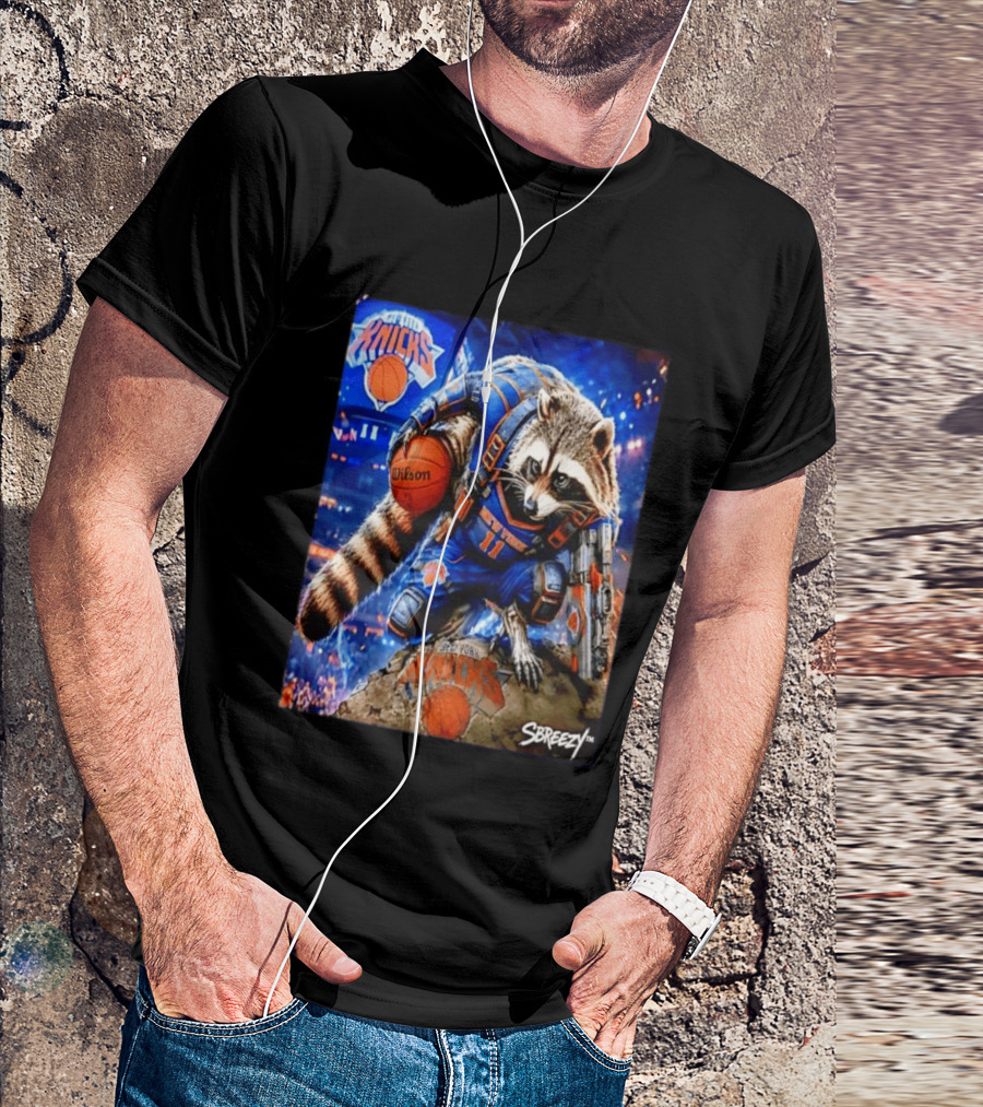 Rocket Raccoon New York Knicks NBA Basketball 11 S Breezy Wilson T-Shirt