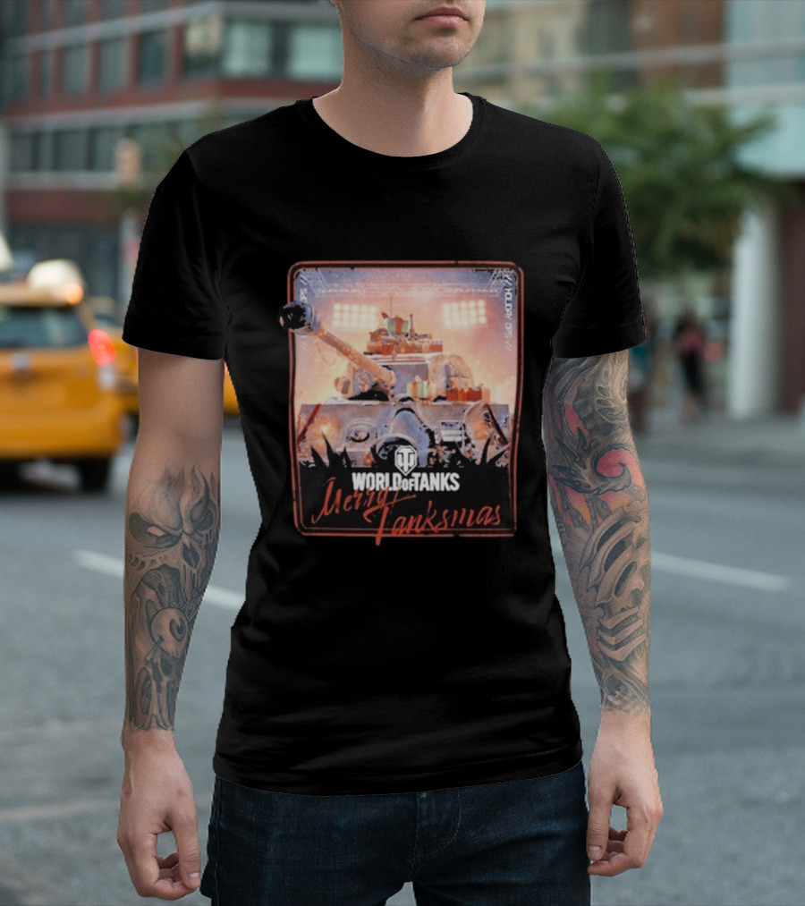 World Of Tanks Merry Tanksmas Holiday Ops Festive Tank T-Shirt