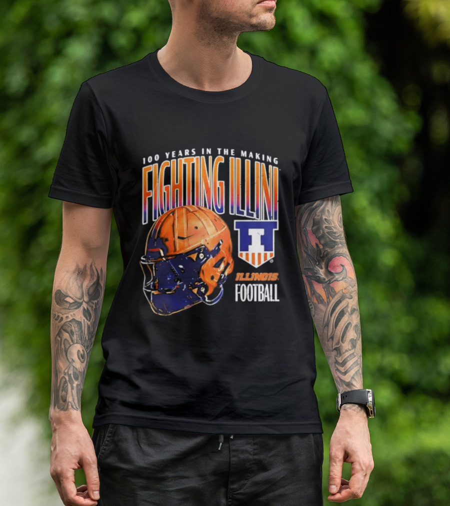 Fighting Illini 100 Years In The Making 2023 Illinois Football Helmet T-Shirt