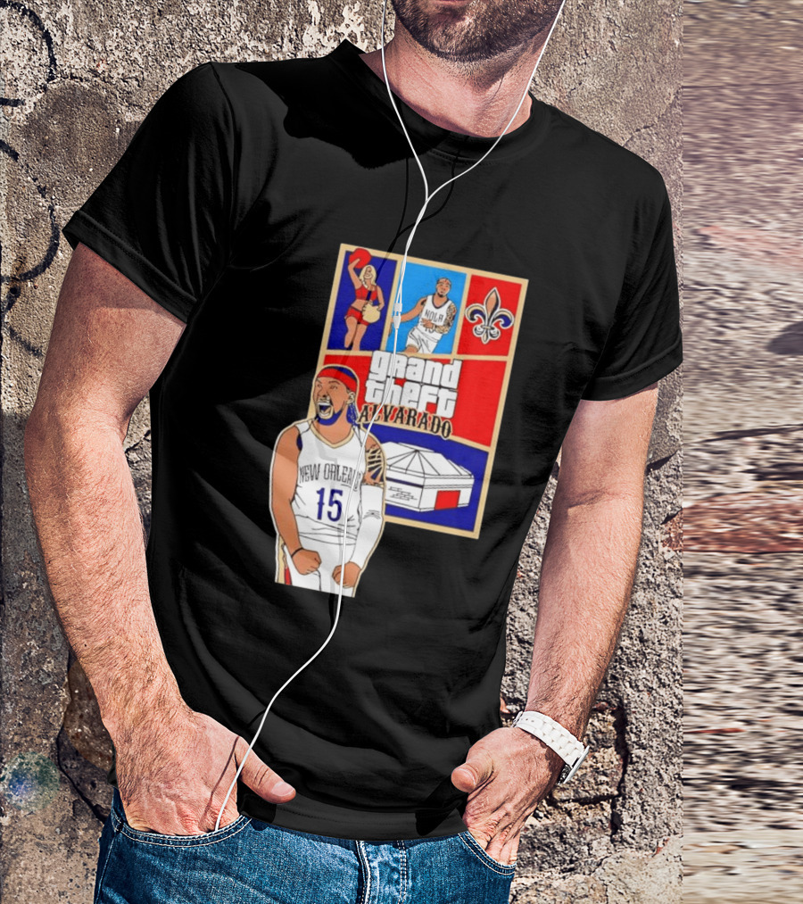 Grand Theft Alvarado New Orleans NOLA 15 Fleur De Lis Basketball T-Shirt