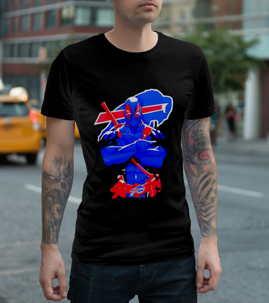 Deadpool Meditation Buffalo Bills Super Hero Football Fan T-Shirt
