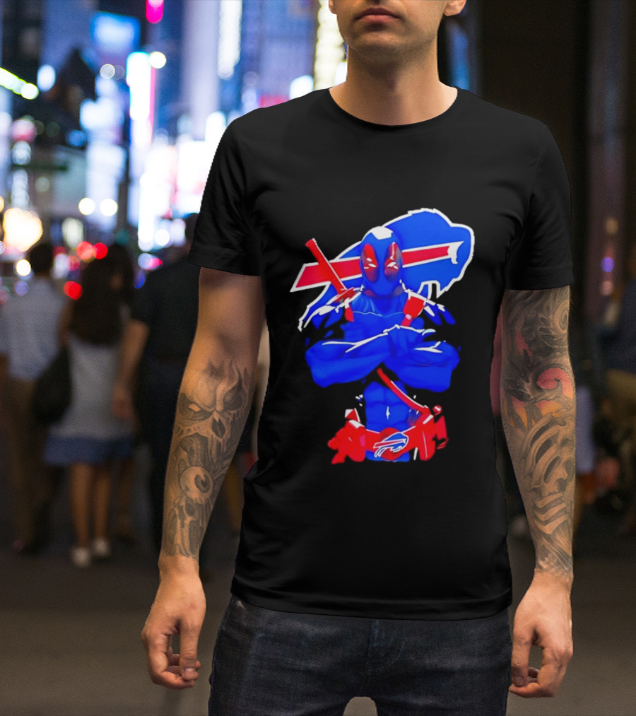Deadpool Meditation Buffalo Bills Super Hero Football Fan T-Shirt