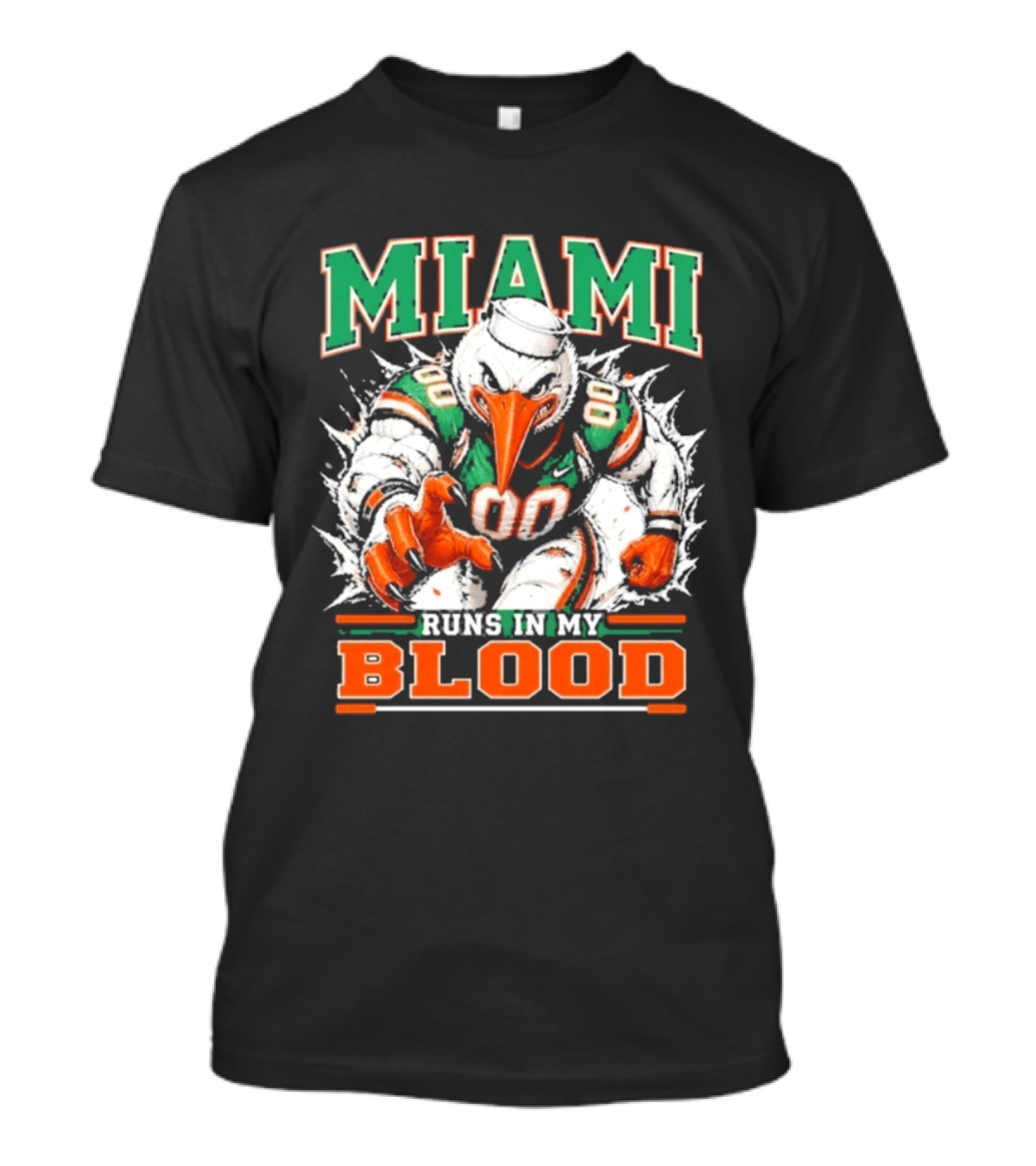 Miami Hurricanes Runs In My Blood Sebastian The Ibis NCAA Football T-Shirt