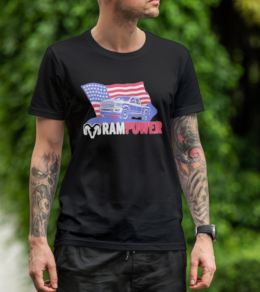 Ram Power American Flag Truck Patriot T-Shirt