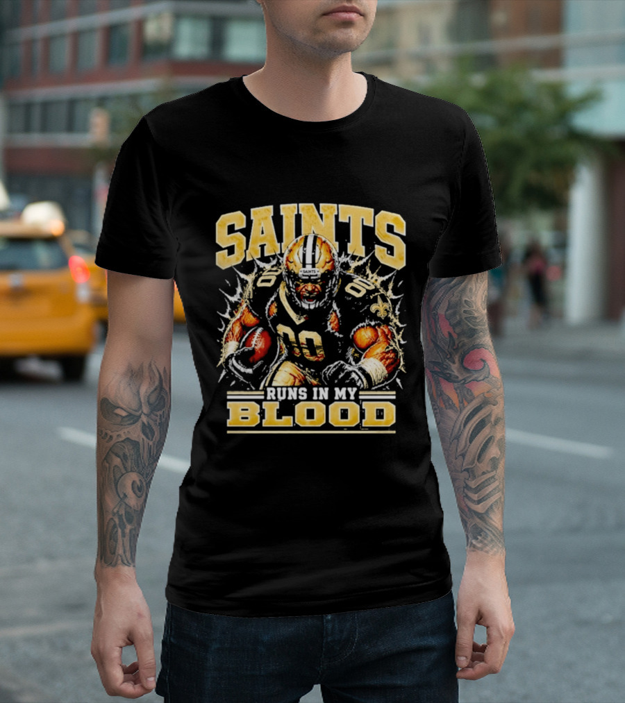 New Orleans Saints Football Runs In My Blood Team Player T-Shirt