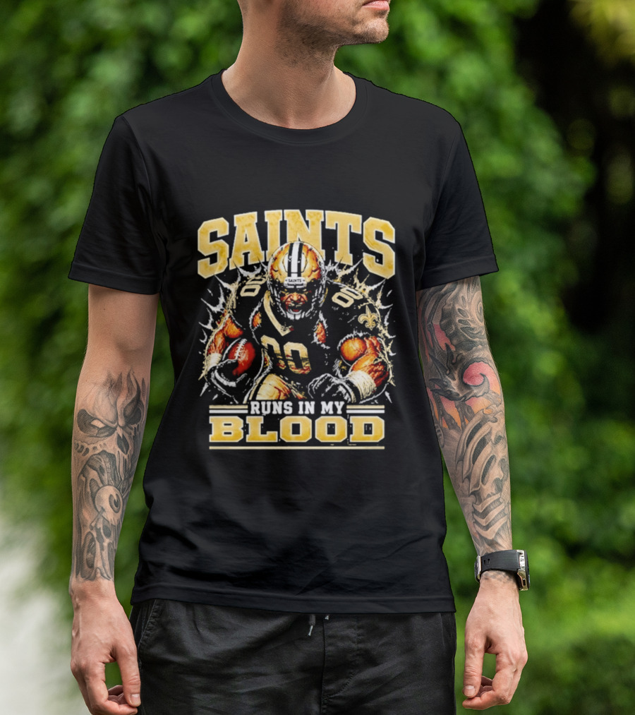 New Orleans Saints Football Runs In My Blood Team Player T-Shirt