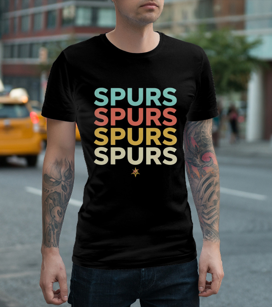 San Antonio Spurs NBA Team Colorful Logo Repetition T-Shirt