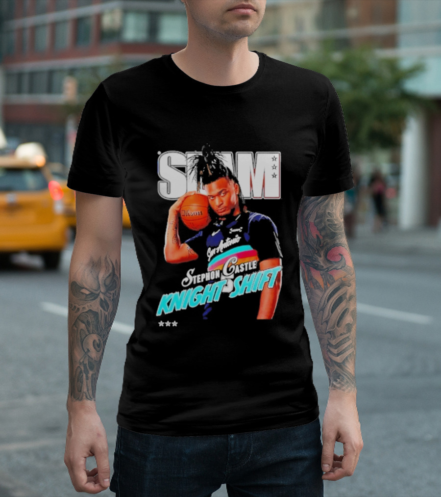 San Antonio Spurs Stephon Castle Slam Knight Shift T-Shirt