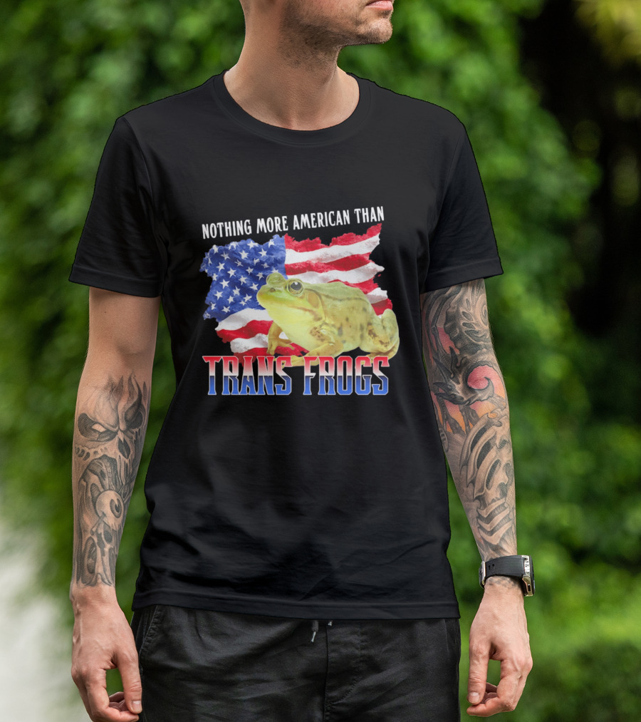 Nothing More American Than Trans Frogs Pride USA Flag Frog T-Shirt