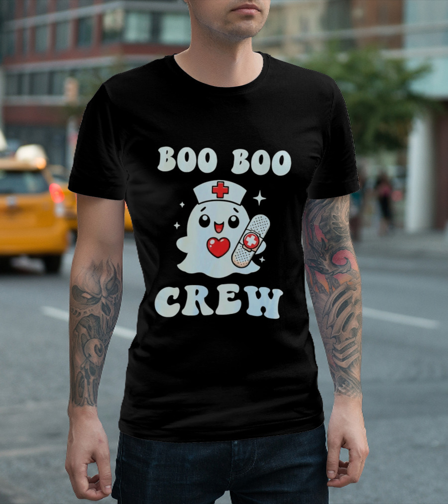 Boo Boo Crew Cute Ghost Nurse Halloween T-Shirt
