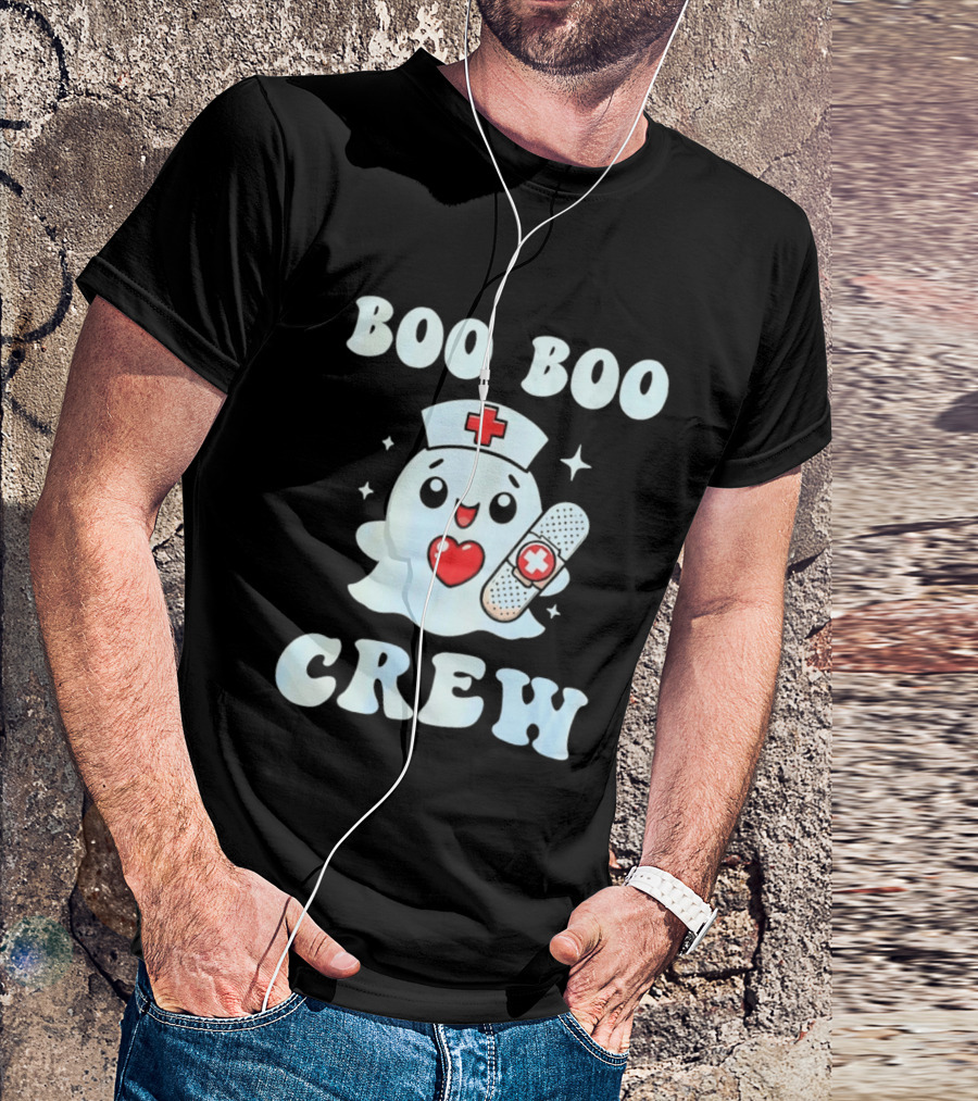 Boo Boo Crew Cute Ghost Nurse Halloween T-Shirt